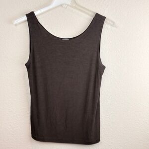 Travelers by Chico's Sz 1 US 8 Tank Top‎ Sleeveless Brown Scoop Neck Stretch